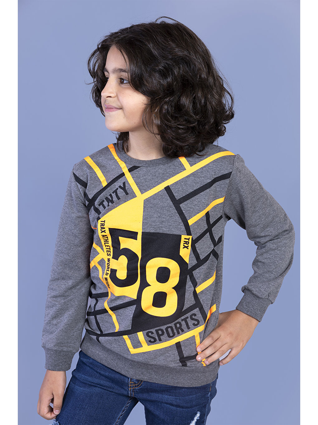 Antrasit Erkek Çocuk Baskılı Sweatshirt