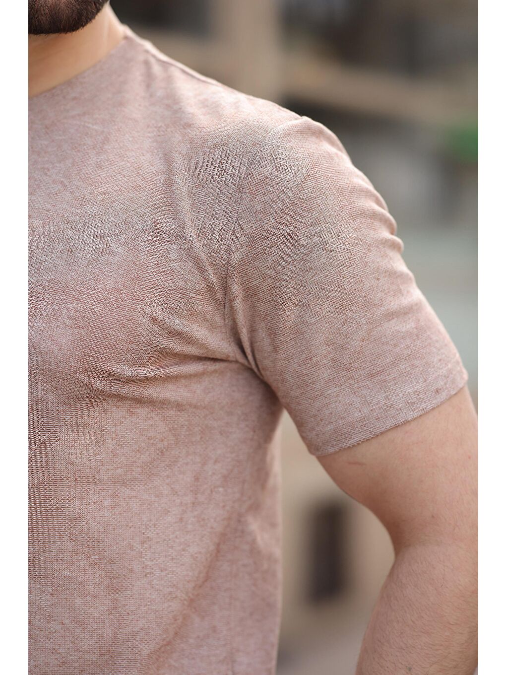 Kahverengi Basic Erkek T-Shirt E7131-3