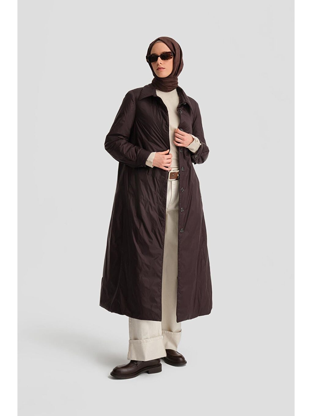 Seyyar Kemerli Kapitone Kaban 24K7602 Kahverengi