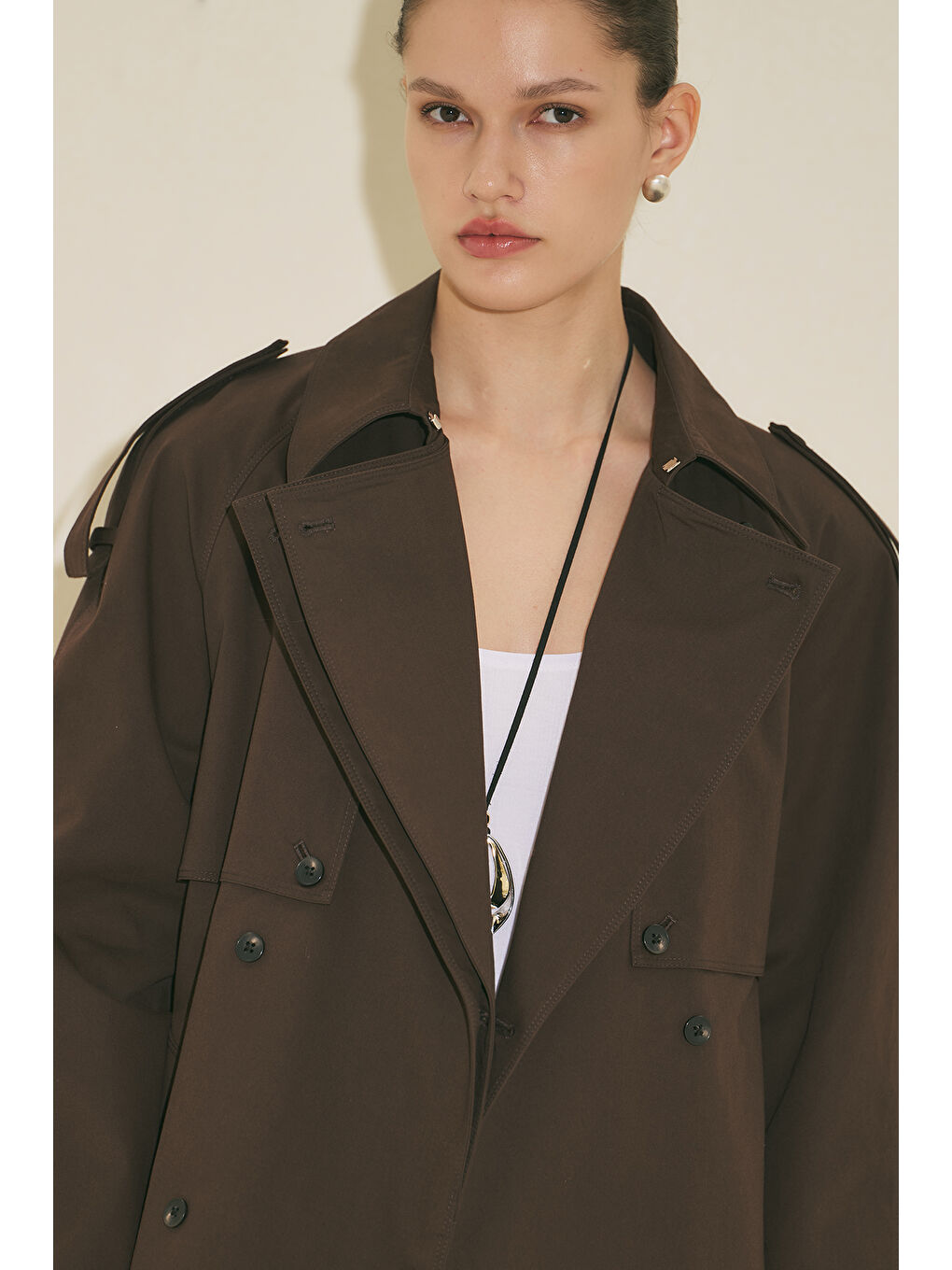 Malıa Çift Yakalı Trençkot Kahverengi-7