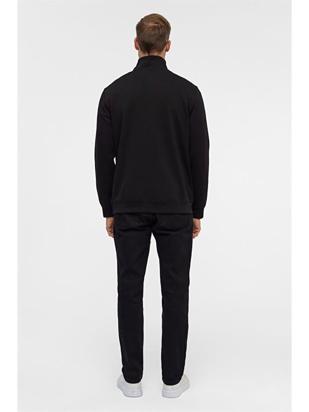 Siyah Regular Düz Yarım Balıkçı Yaka Sweatshirt-9