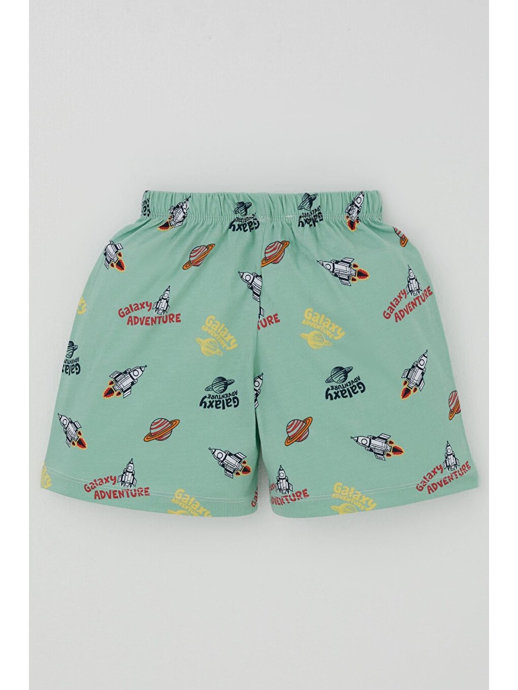 Turkuaz Erkek Bebek Şortlu Pijama Takımı Galaksi Macerası Temalı Su Yeşili (9 Ay-3 Yaş)-4