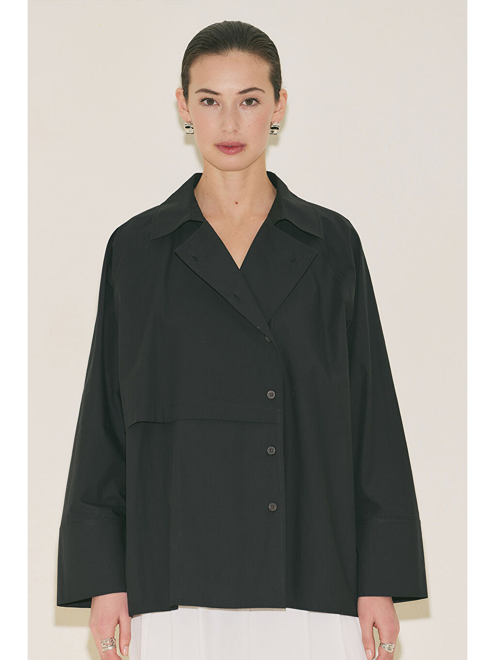 Mılo Kruvaze Kapama Gömlek Siyah