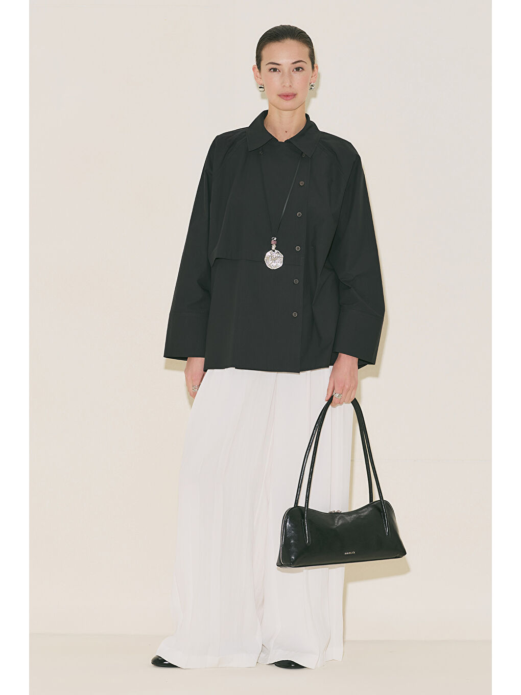 Mılo Kruvaze Kapama Gömlek Siyah-1