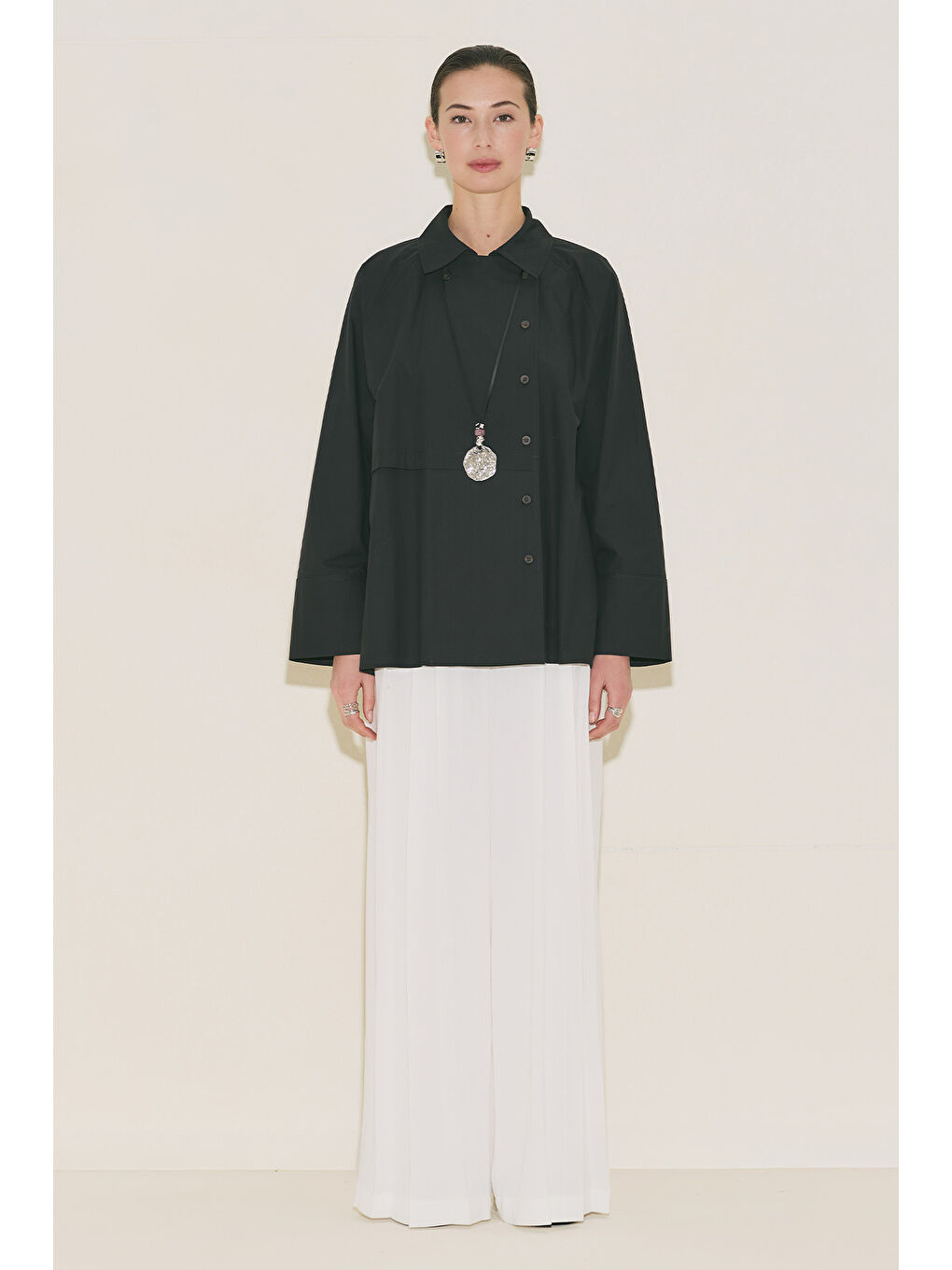 Mılo Kruvaze Kapama Gömlek Siyah-2