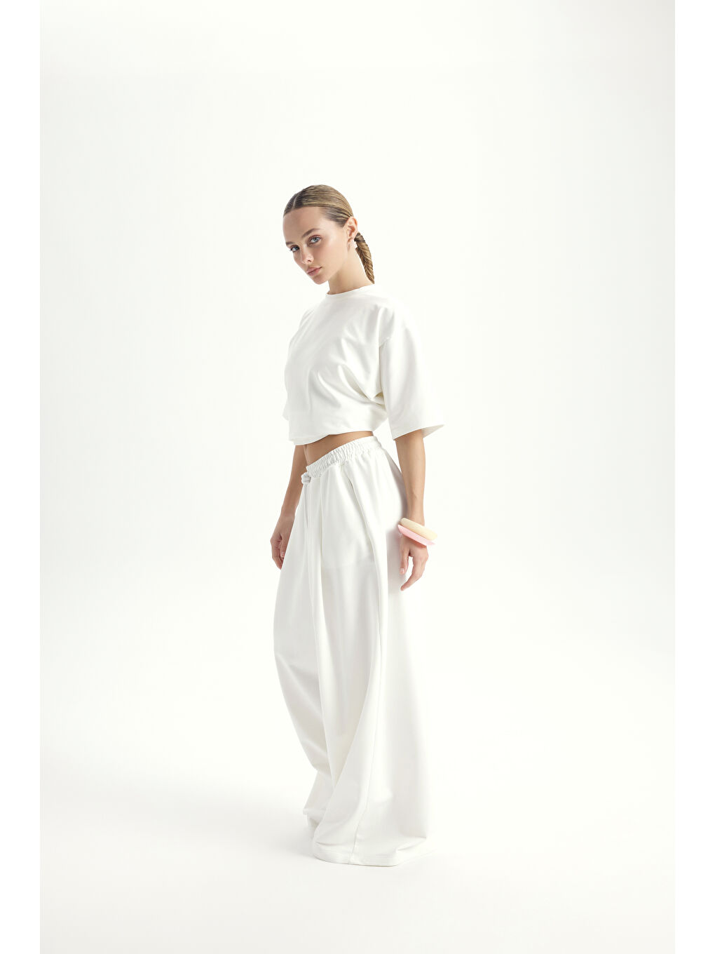 Bruges Oversize Ekru T-Shirt Eşofman Takım-2