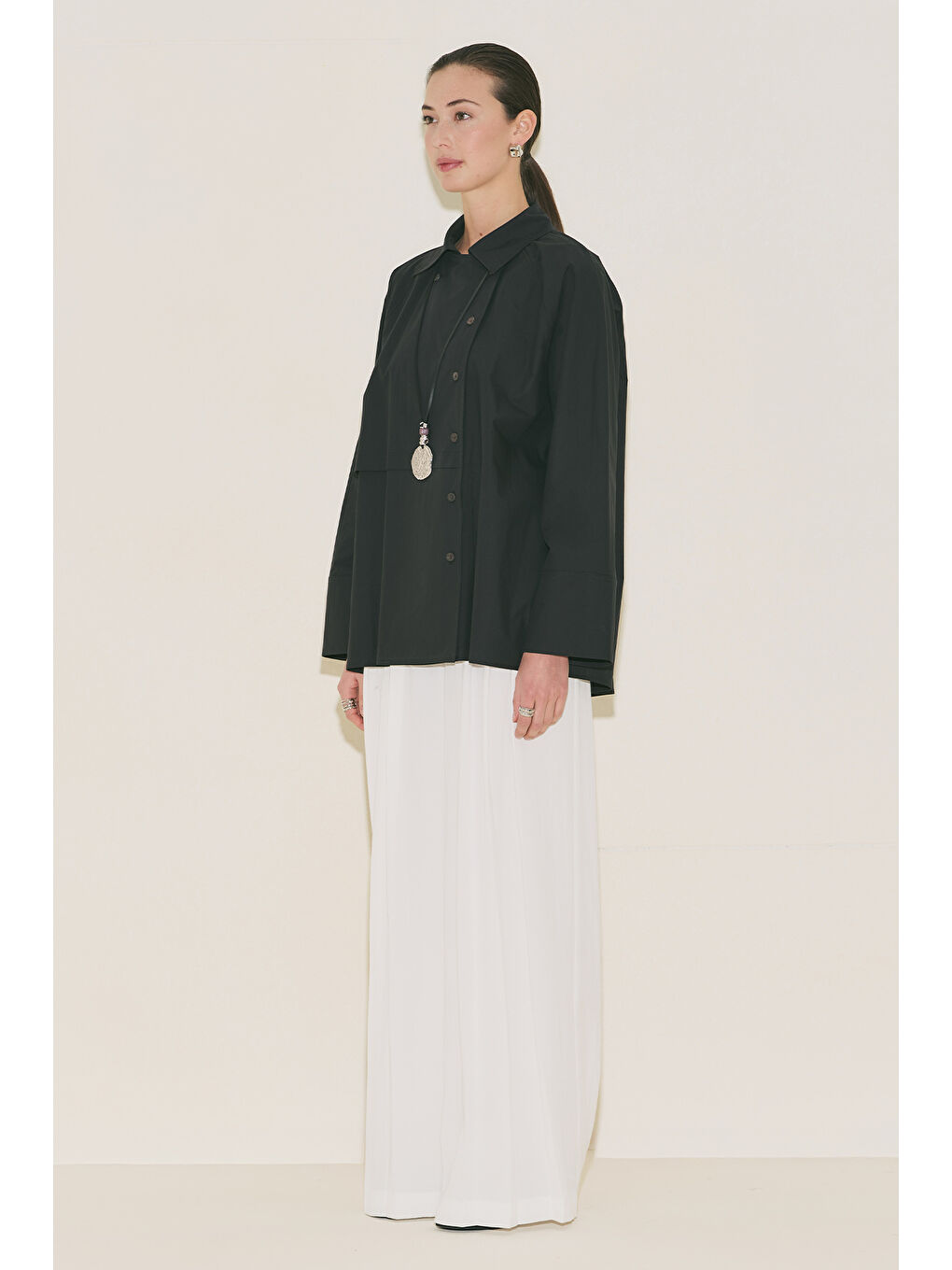 Mılo Kruvaze Kapama Gömlek Siyah-3