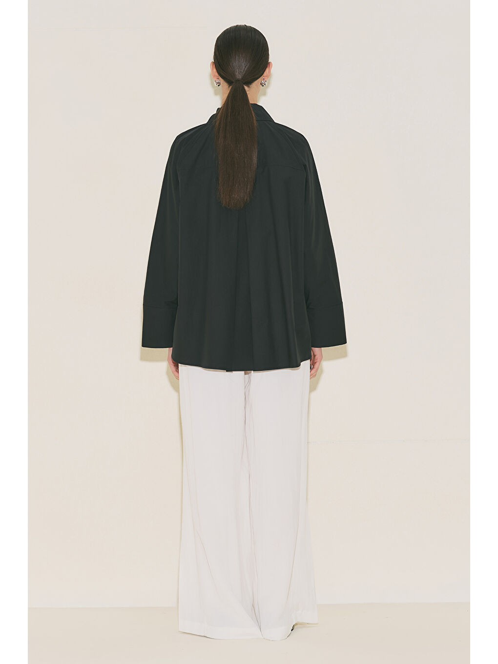 Mılo Kruvaze Kapama Gömlek Siyah-4