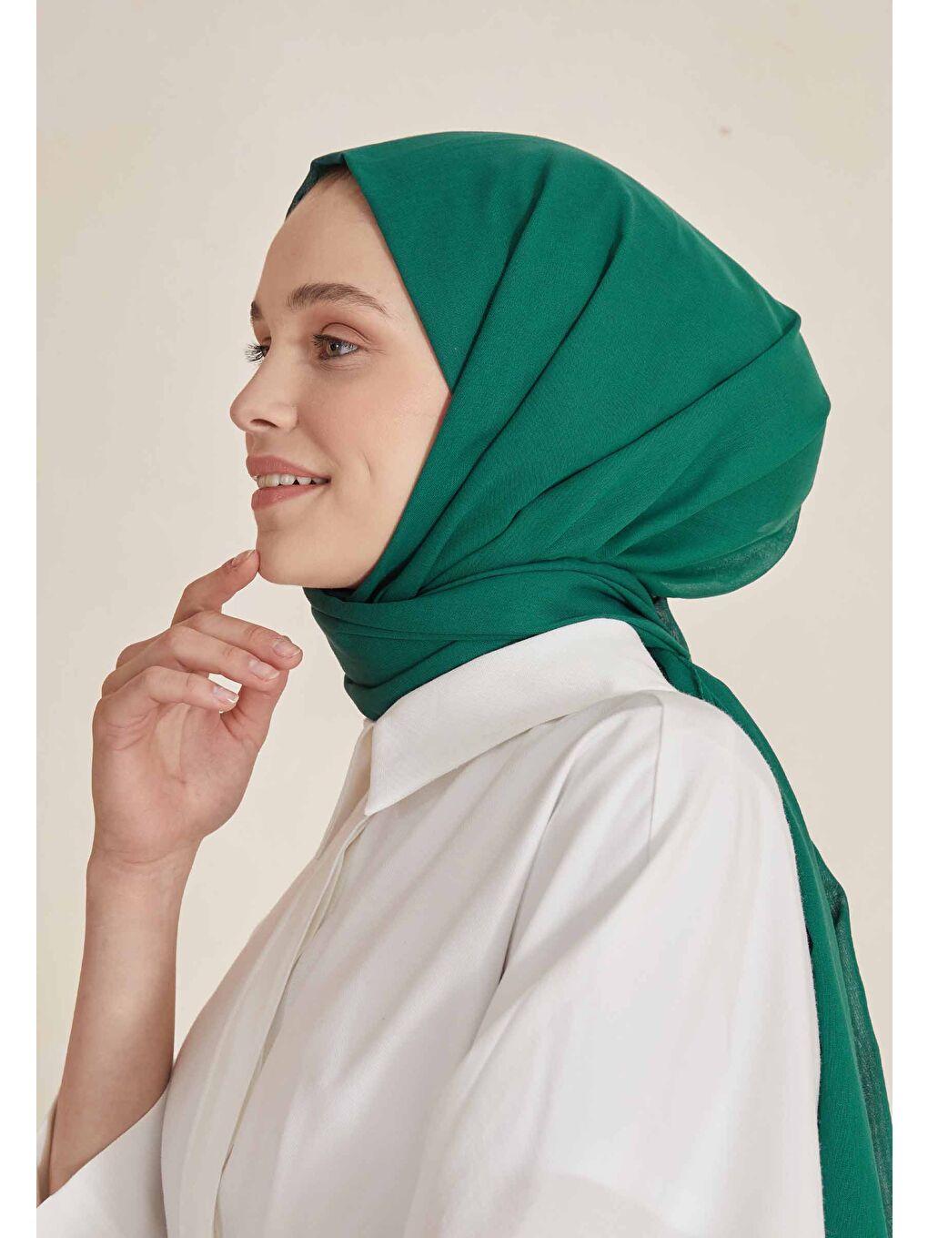 İnce Pamuk Vual Şal Orman Yeşili-3