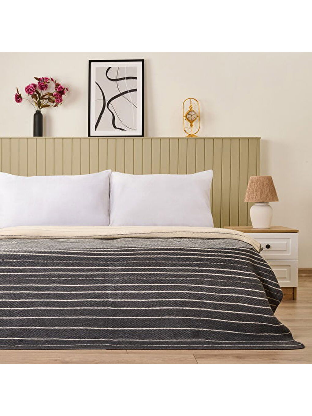 Soft Victor Pamuklu Çift Kişilik Battaniye - Antrasit - 200x220 cm