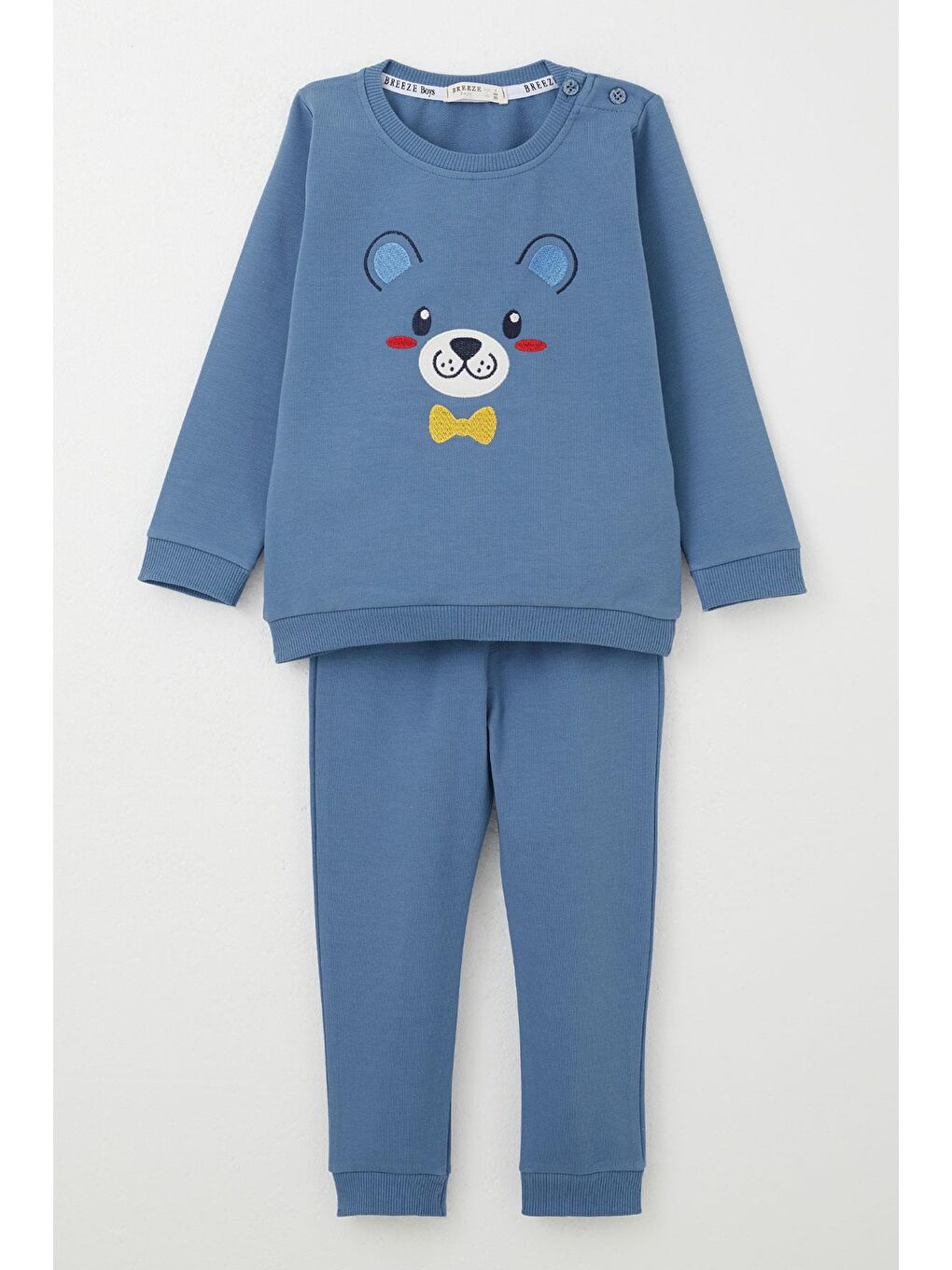 Erkek Bebek Eşofman Takım Mutlu Köpekçik Nakışlı İndigo (9 Ay-3 Yaş)