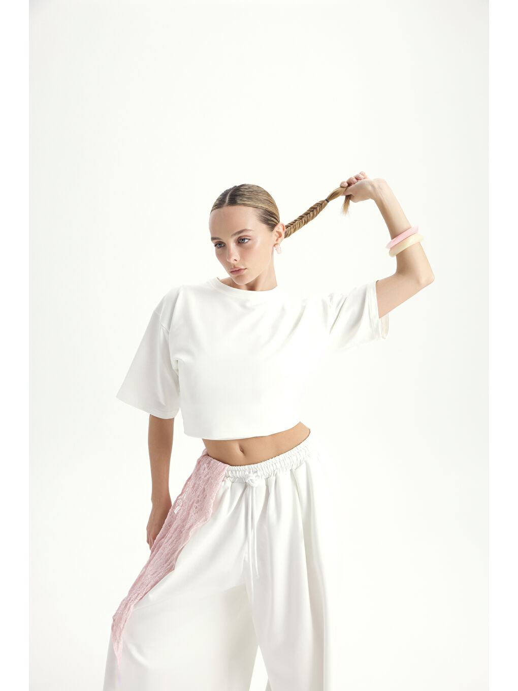 Bruges Oversize Ekru T-Shirt Eşofman Takım-5