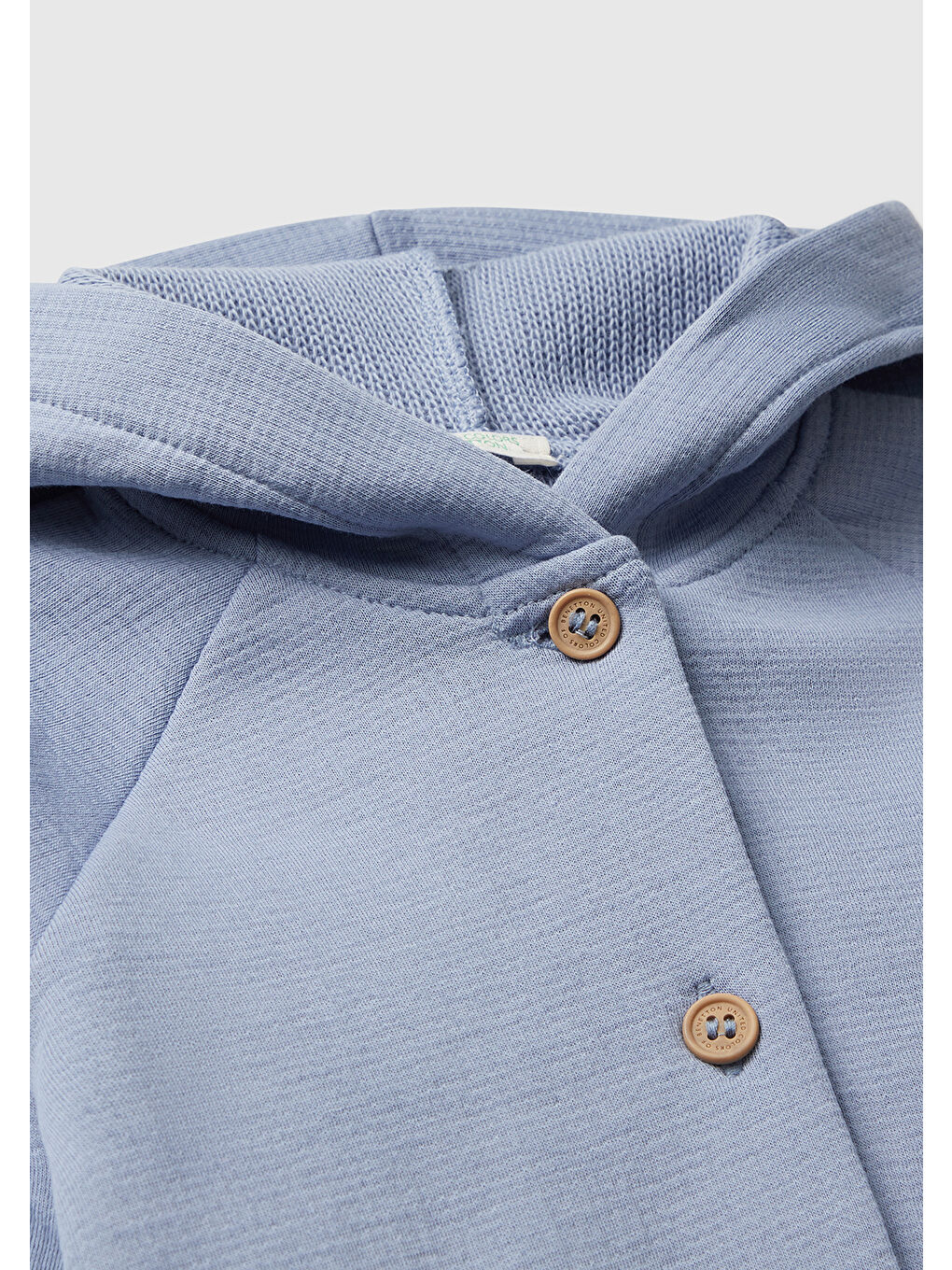 Bebek Mavi Arkası Yazı Baskılı Logo Etiketli Kapüşonlu Sweatshirt-2