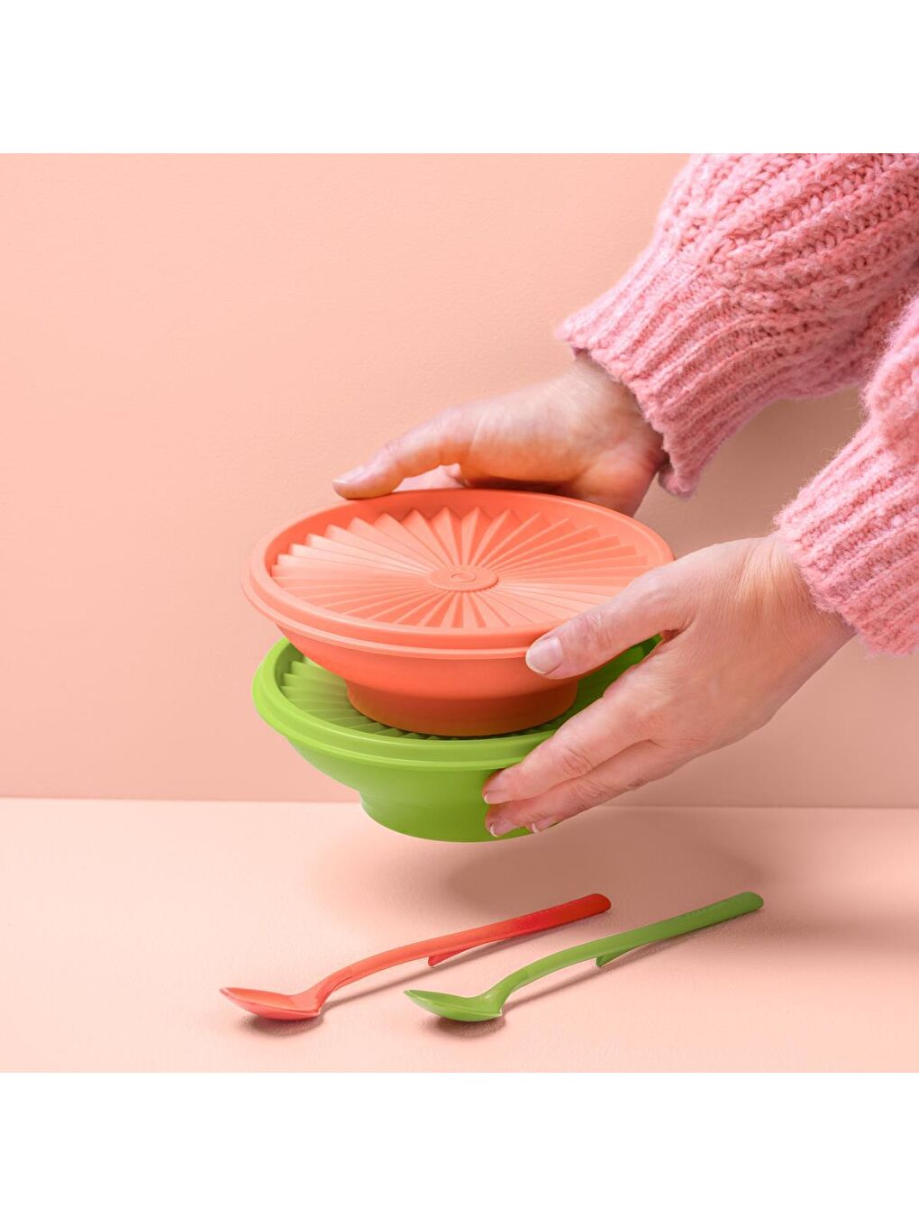 Tupperware Pembe-Yeşil Yıldız Kap 2'li 400ml TY - 1