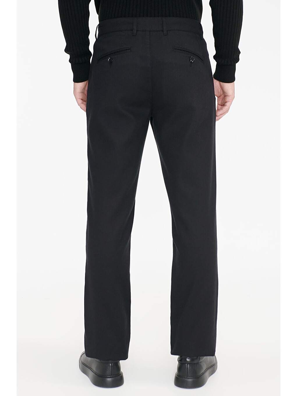 Erkek Siyah Pamuklu Comfort Fit Yan Cepli Armürlü Casual Esnek Pantolon-3