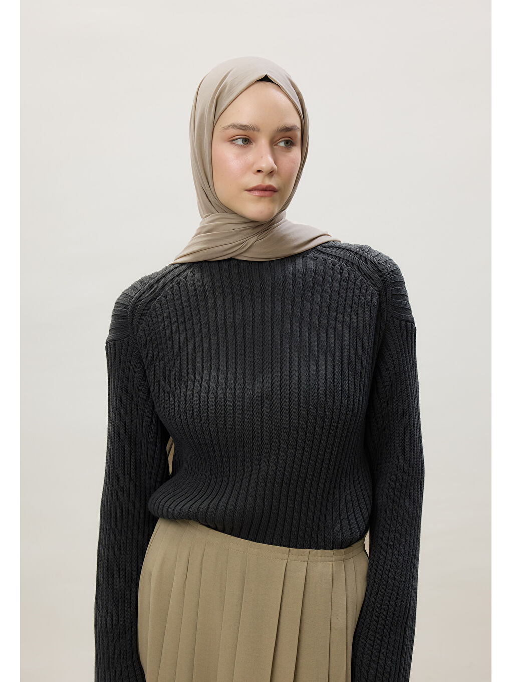 İnce Pamuk Vual Şal Naturel Bej-1