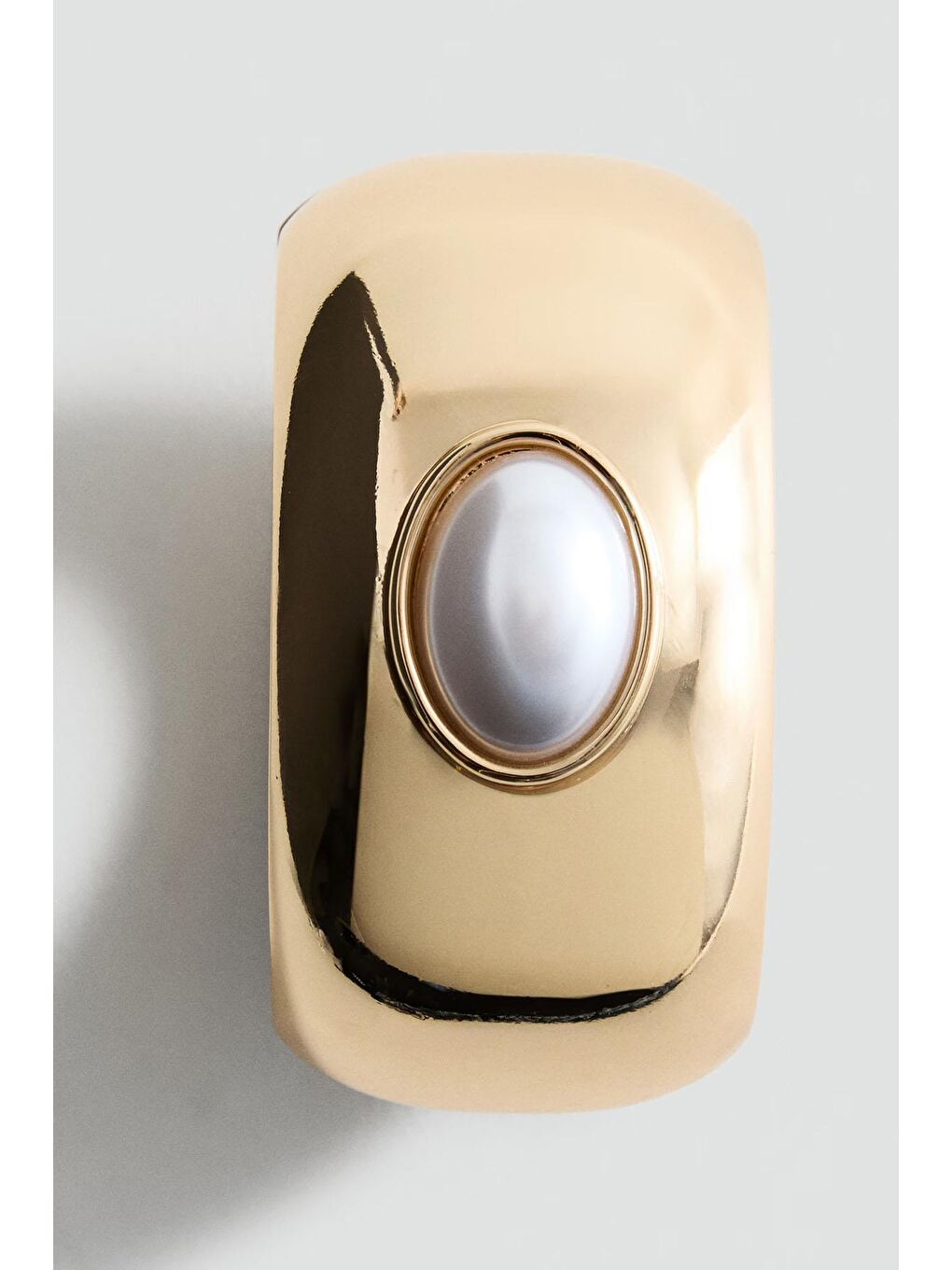 Sarı Brand İnci Detaylı Kalın Gold Cuff Bileklik-2