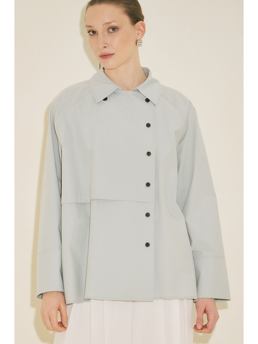 Mılo Kruvaze Kapama Gömlek Mavi-4