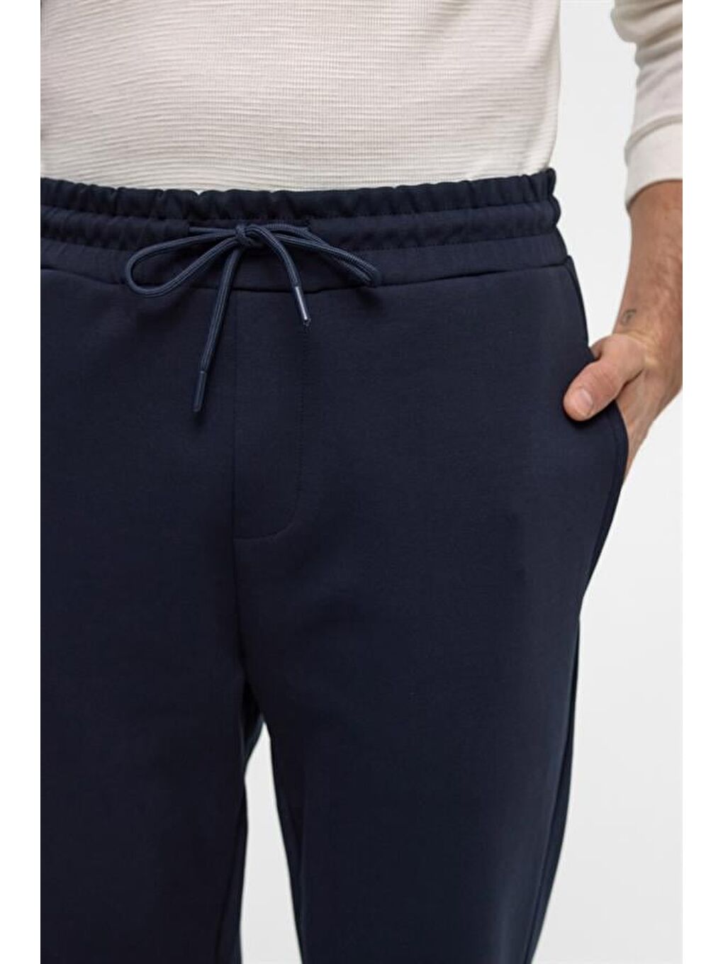 Lacivert Regular Düz Jogger Pantolon-3