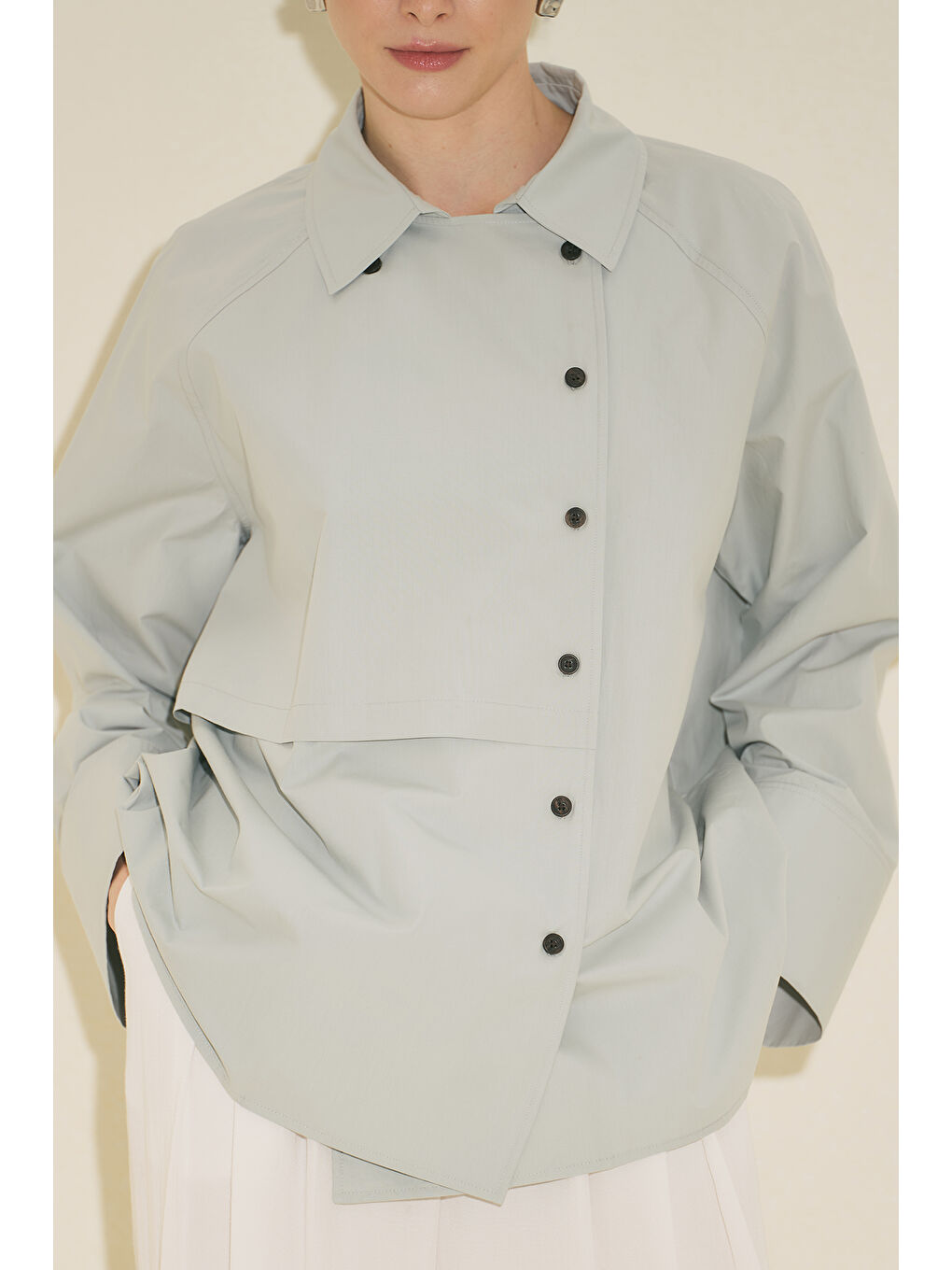 Mılo Kruvaze Kapama Gömlek Mavi-6