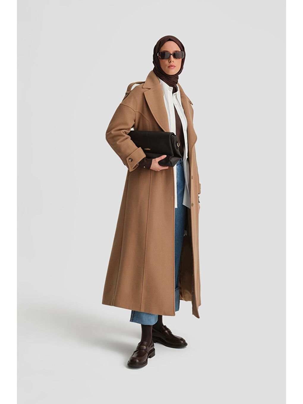 Kahverengi Kup Kesikli Manto 24K8107 Camel