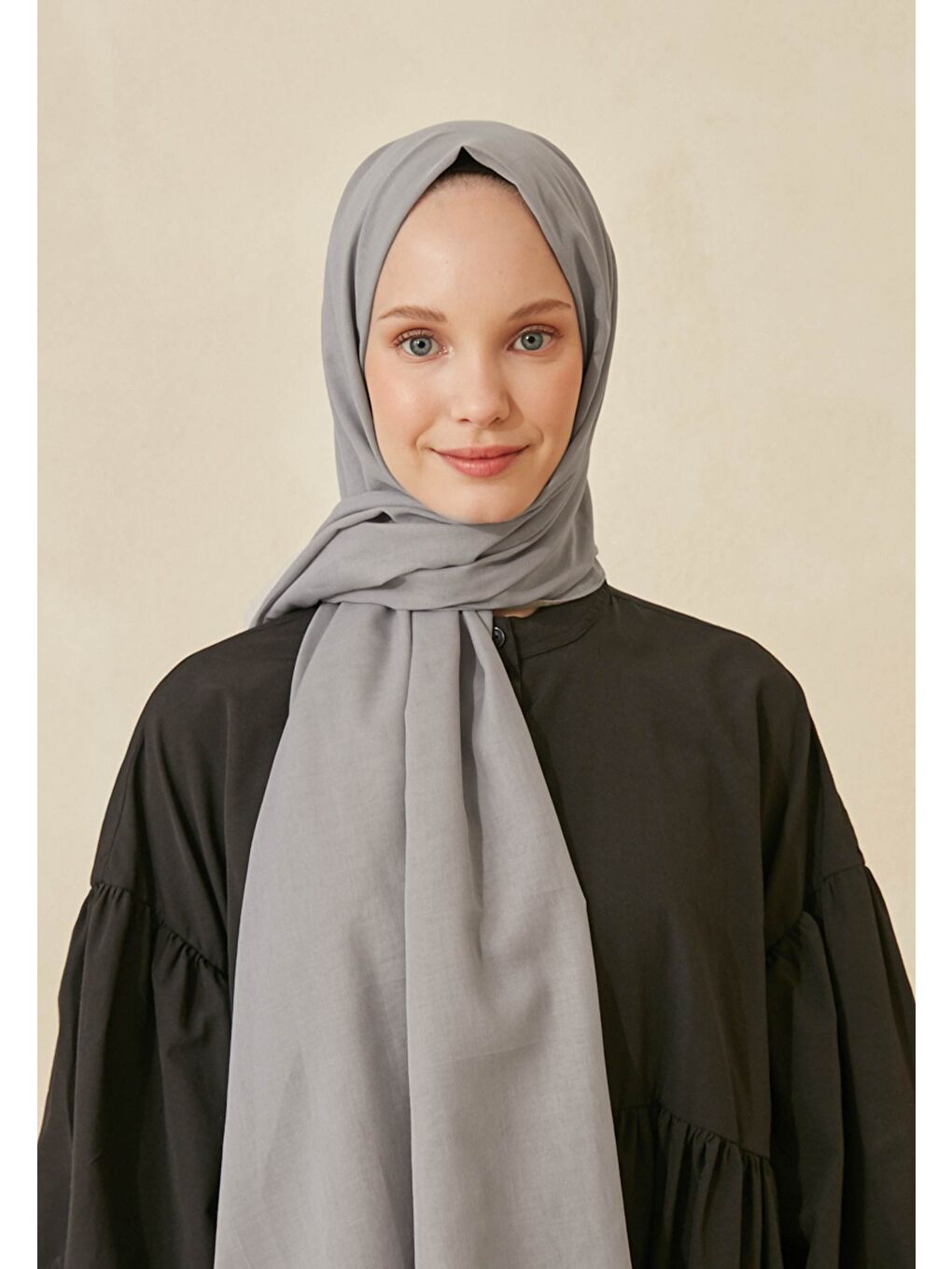 İnce Pamuk Vual Şal Açık Gri-3
