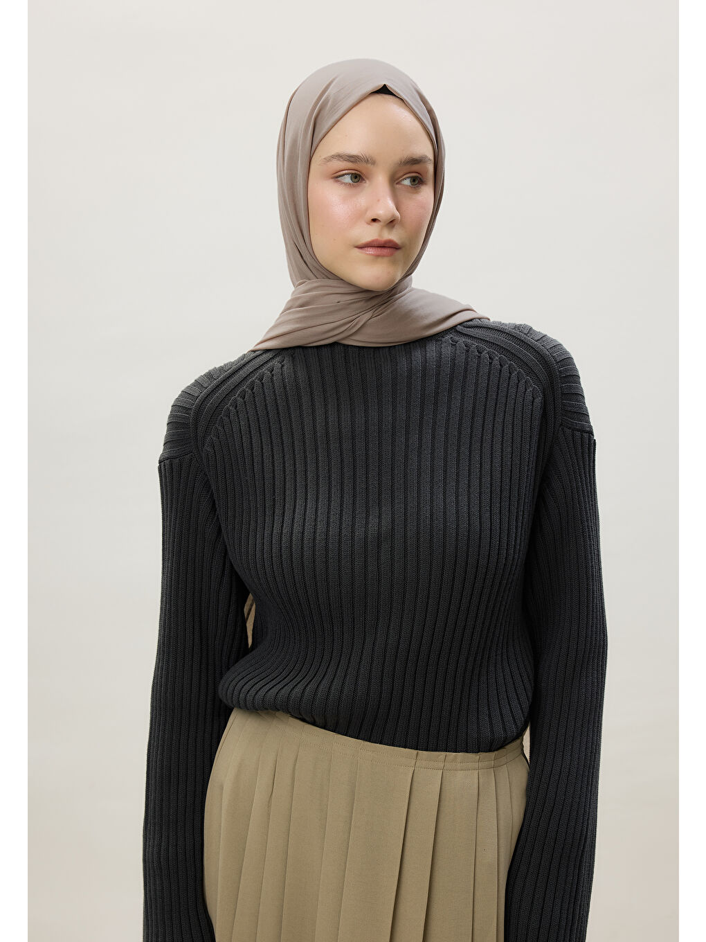 İnce Pamuk Vual Şal Naturel Bej-4