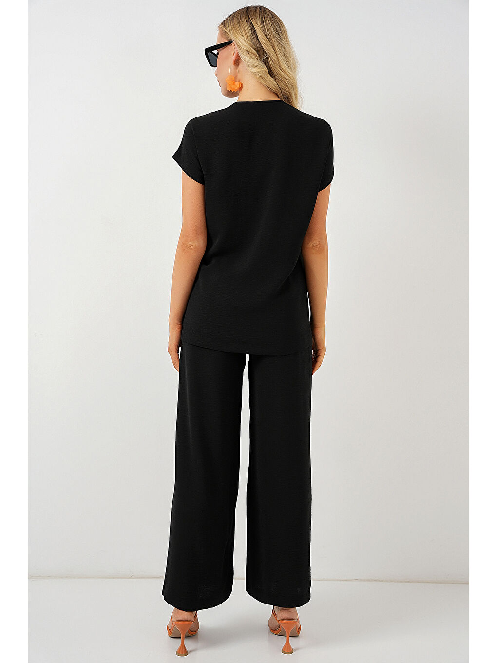 Kadın Kısa Kol Bağcıklı Ayrobin İkili Takım 6741 - Siyah-5