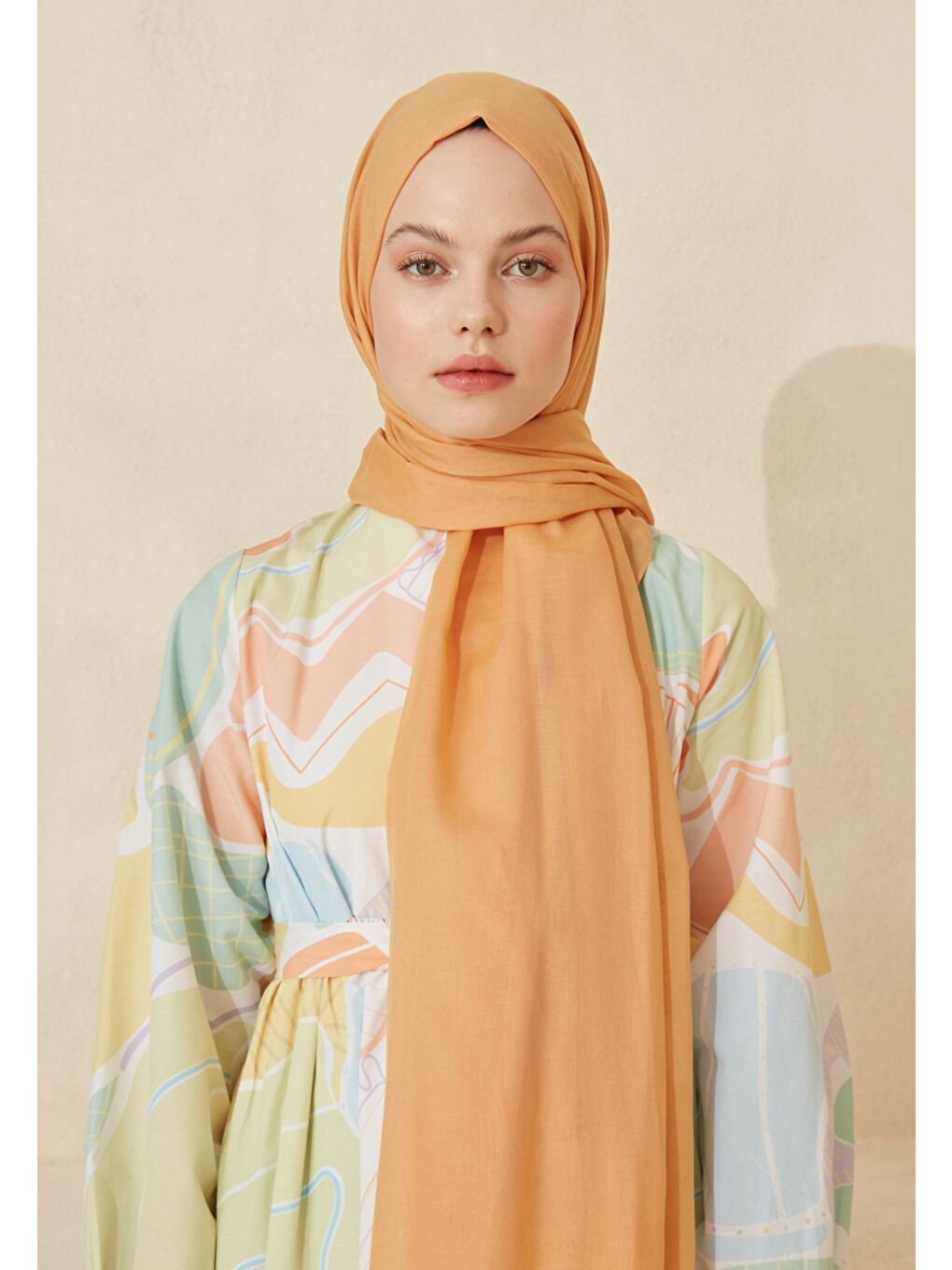 Mercan İnce Pamuk Vual Şal Kavun-2