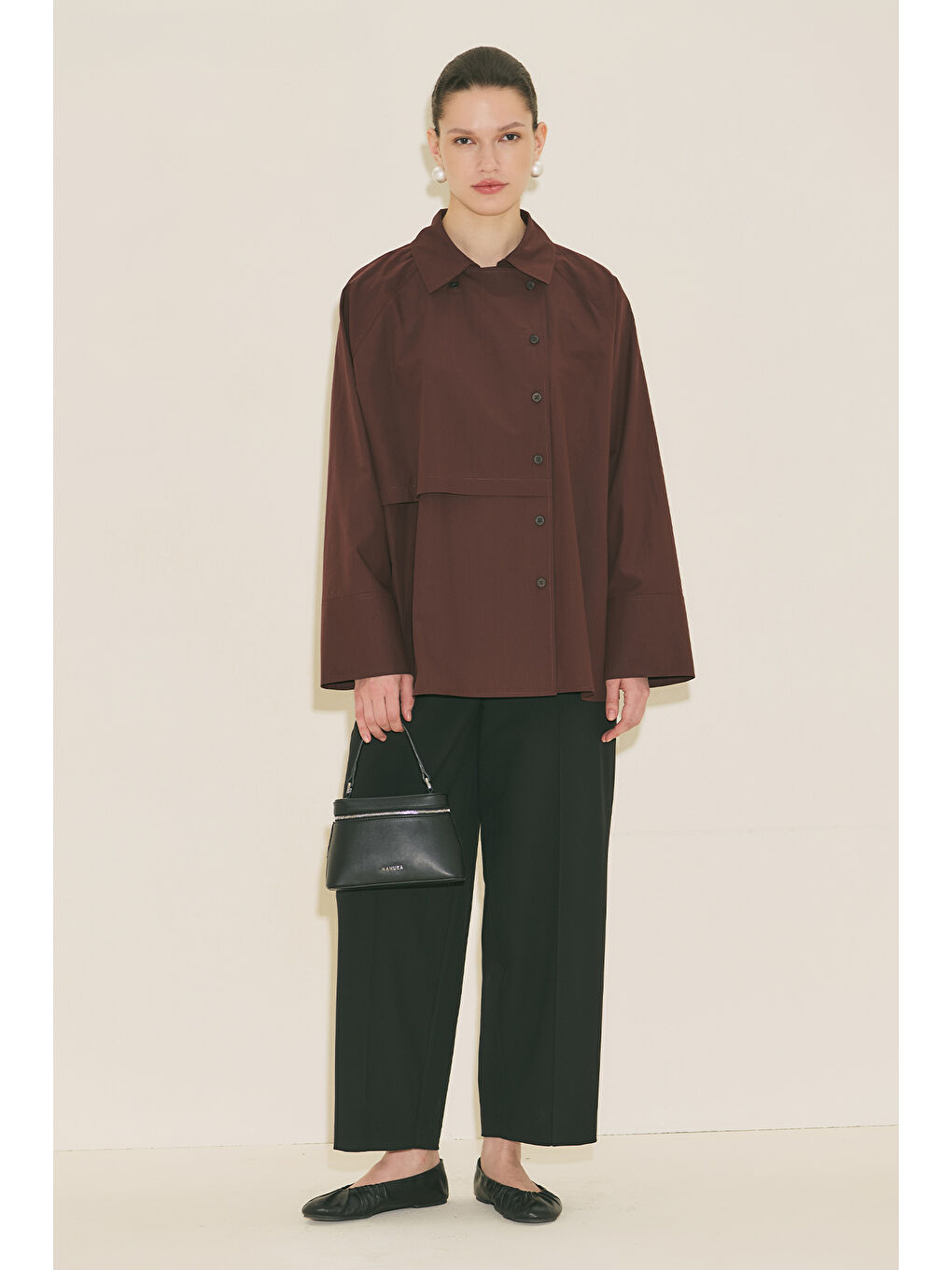 Mılo Kruvaze Kapama Gömlek Bordo