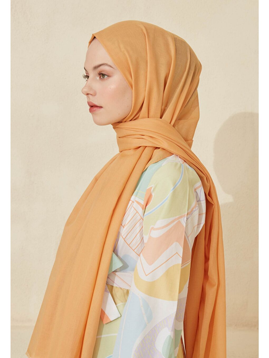 Mercan İnce Pamuk Vual Şal Kavun-3