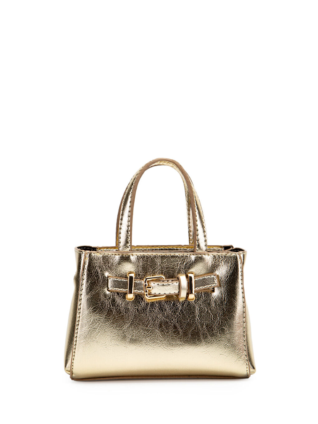 Sarı Kemer Detaylı Mini Nadia Kadın Çapraz Çanta Gold-1