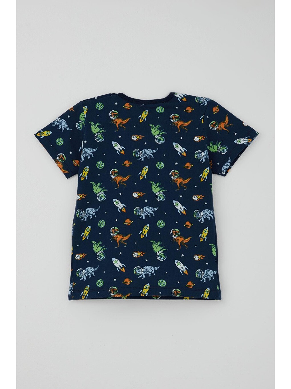 Erkek Bebek Şortlu Pijama Takımı Uzay Temalı Astronot Dinozor Desenli Lacivert (9 Ay-3 Yaş)-3