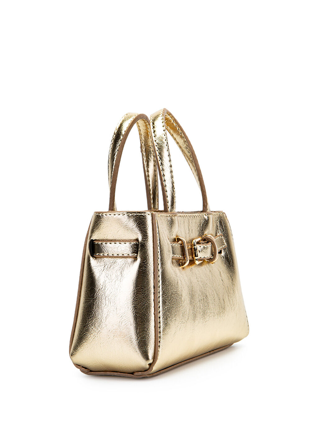 Sarı Kemer Detaylı Mini Nadia Kadın Çapraz Çanta Gold-2