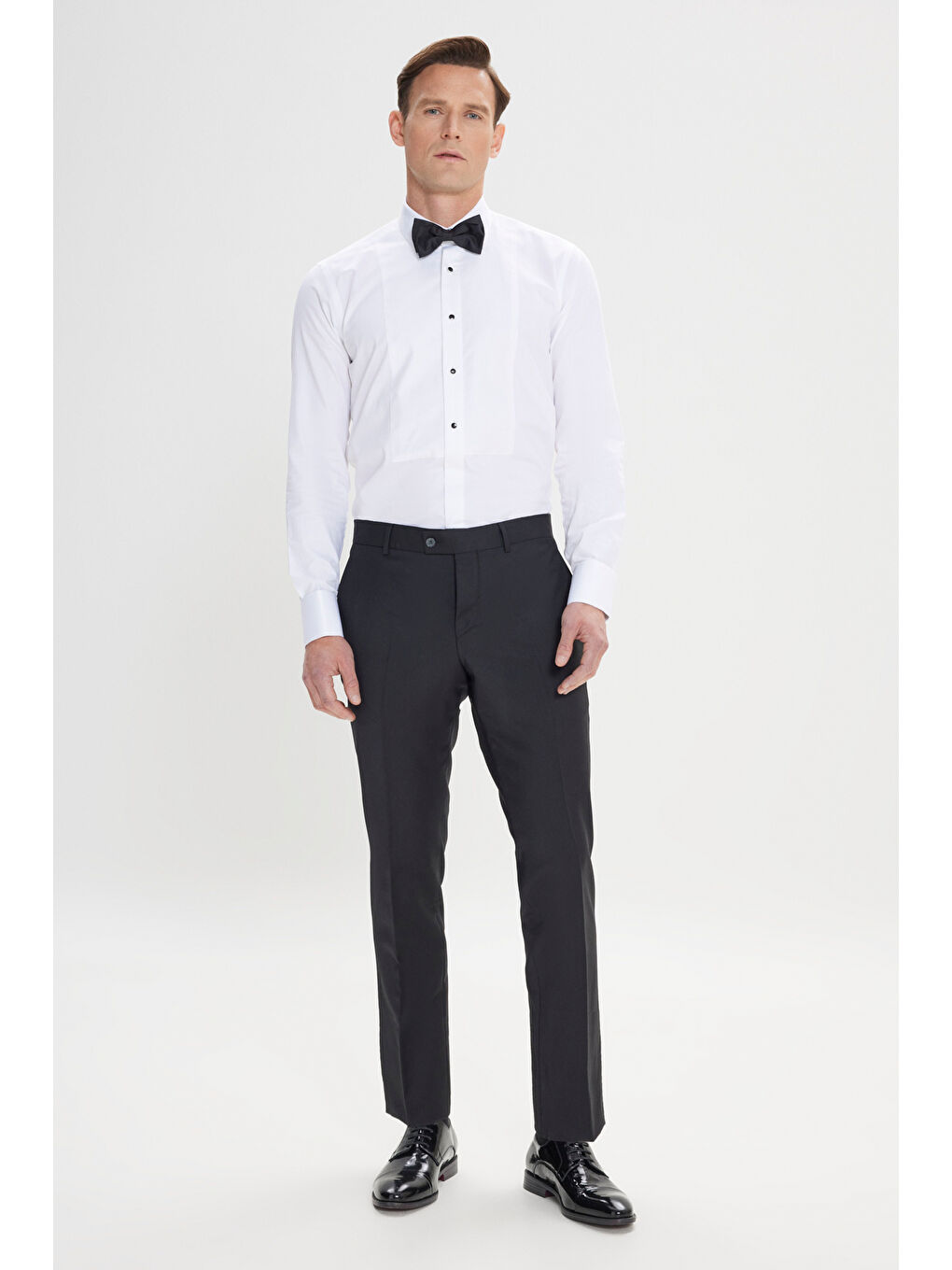 Erkek Beyaz Dar Kesim Ata Yaka %100 Pamuk Gömlek-1