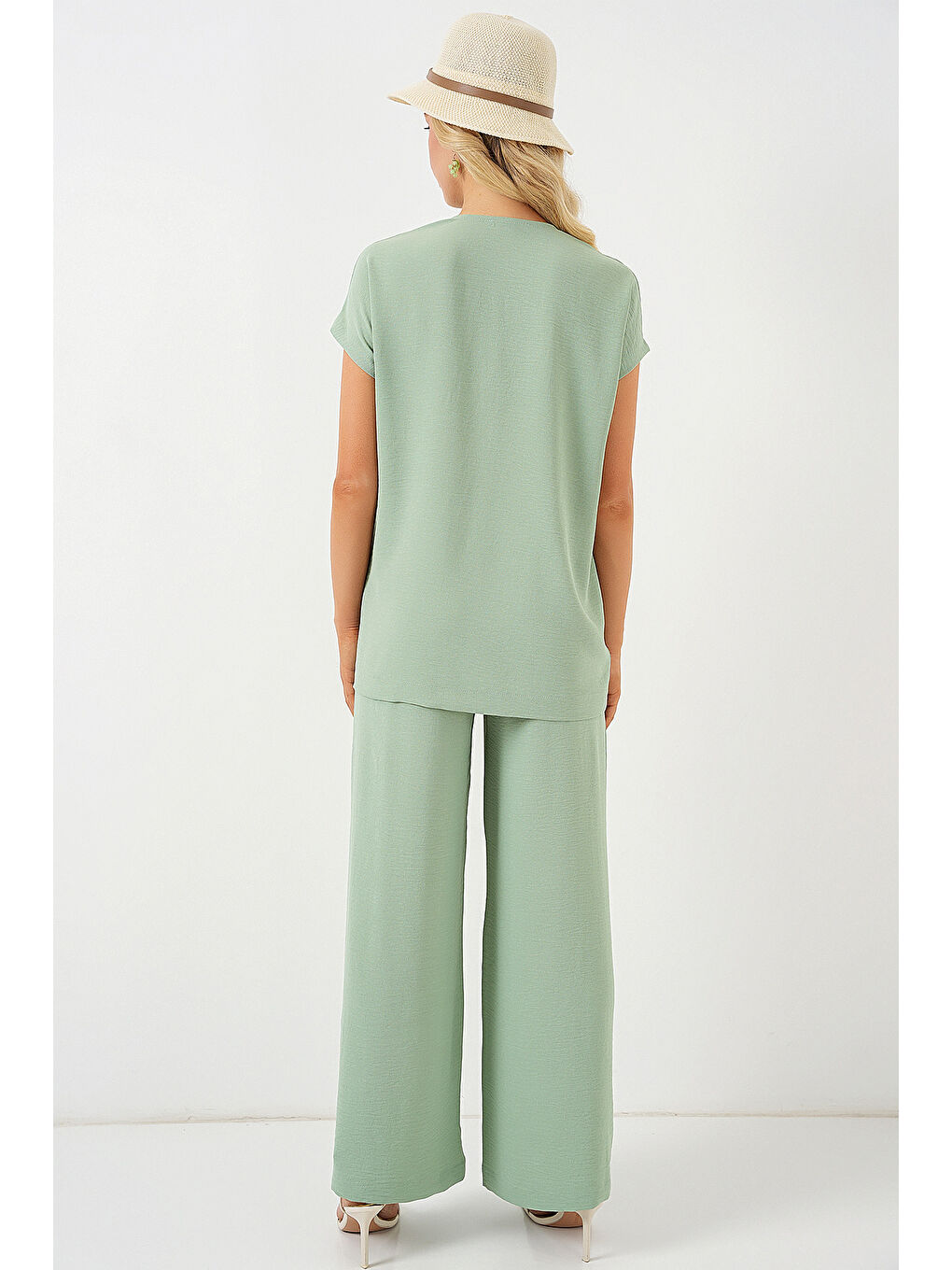 Kadın Kısa Kol Bağcıklı Ayrobin İkili Takım 6741 - E.Yeşil-5