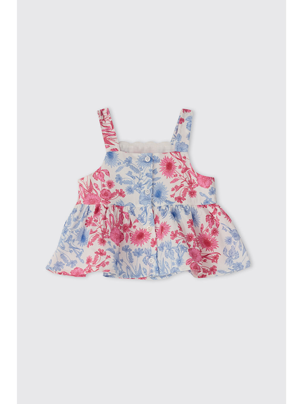 Kız Bebek Çiçek Desenli Pembe Bluz-1