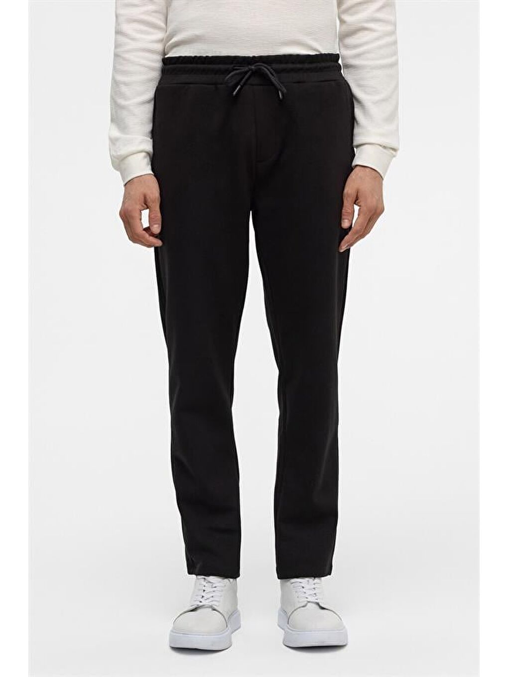 Siyah Regular Düz Jogger Pantolon-3