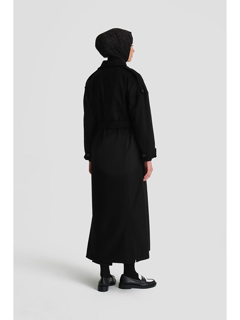 Kup Kesikli Manto 24K8107 Siyah-4