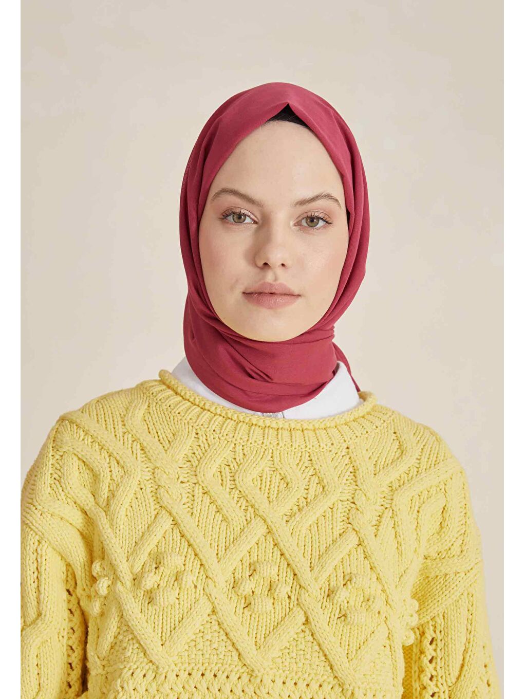 İnce Pamuk Vual Şal Fuşya-1