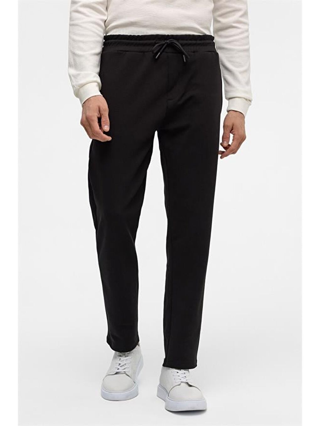 Siyah Regular Düz Jogger Pantolon-4