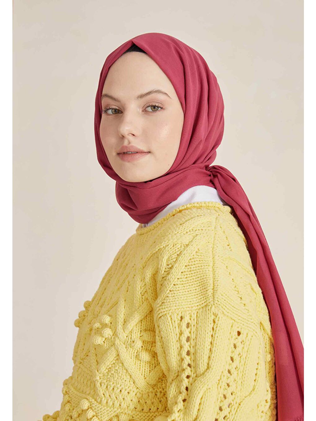 İnce Pamuk Vual Şal Fuşya-2