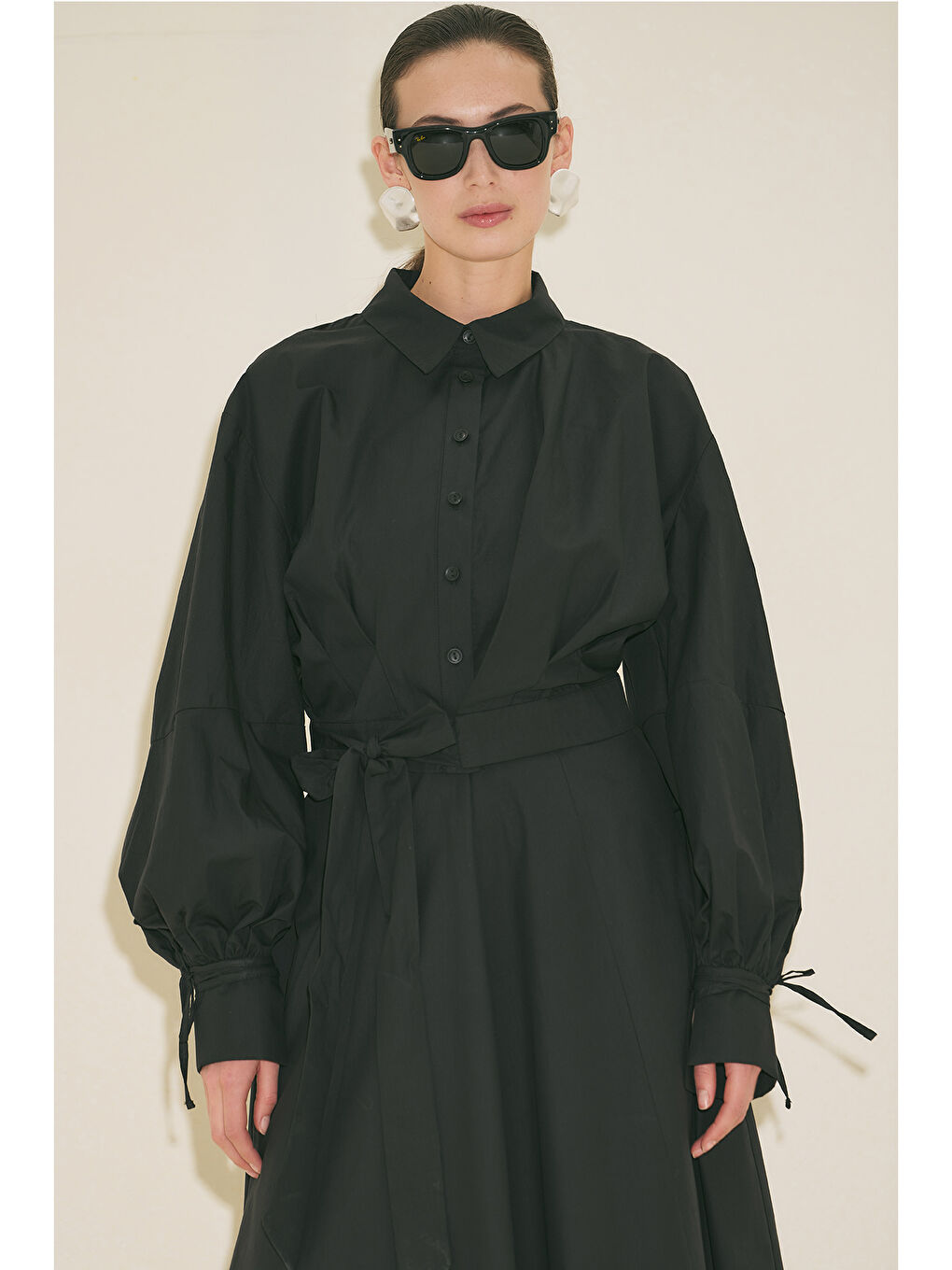 Labeca Bağlamalı Gömlek Siyah-5