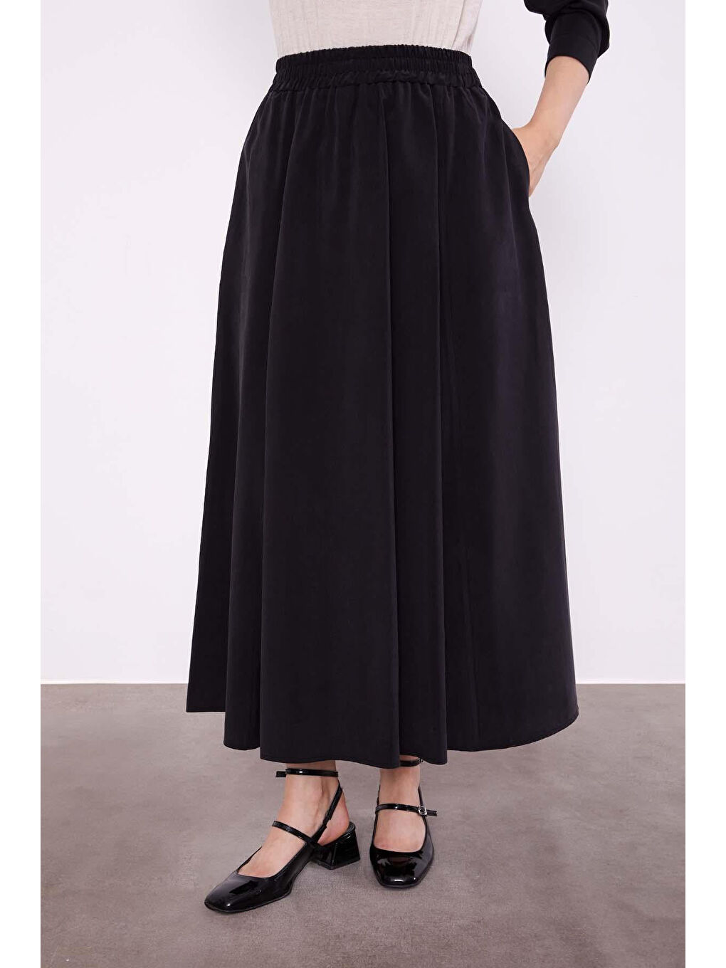 Önü Zikzak Detay Tunik Etek Takım 100770 Siyah-3