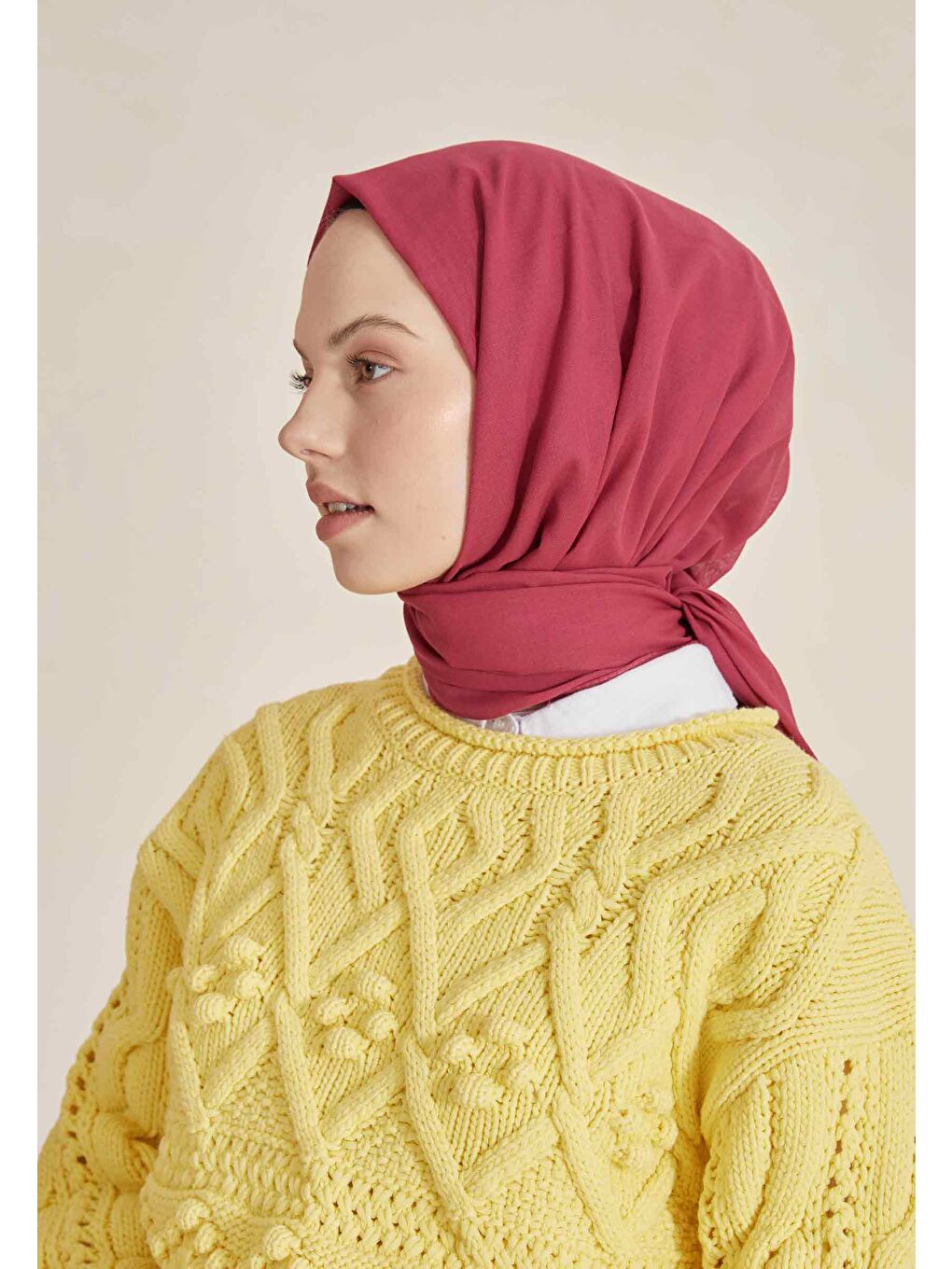 İnce Pamuk Vual Şal Fuşya-3