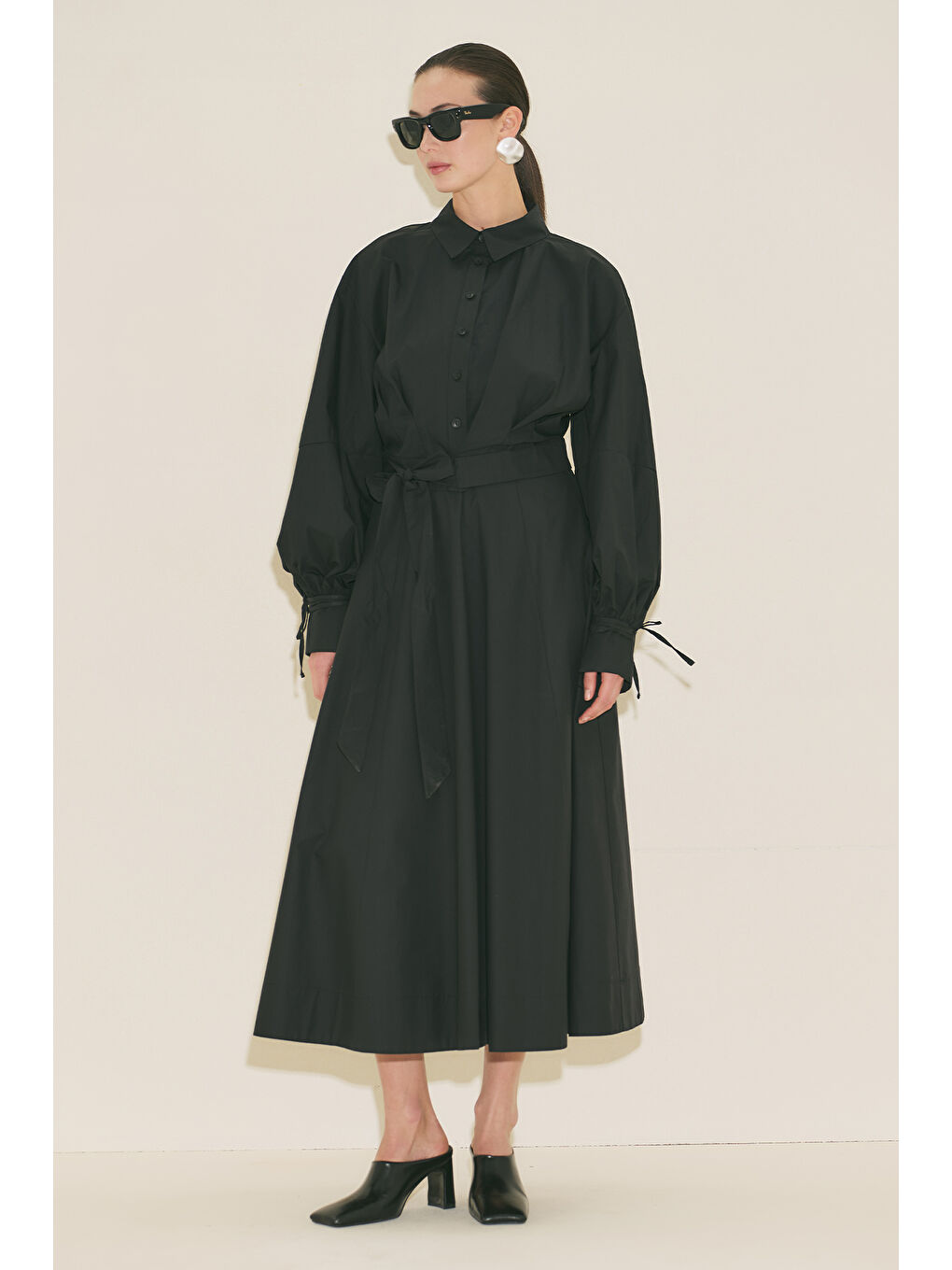 Labeca Bağlamalı Gömlek Siyah-7