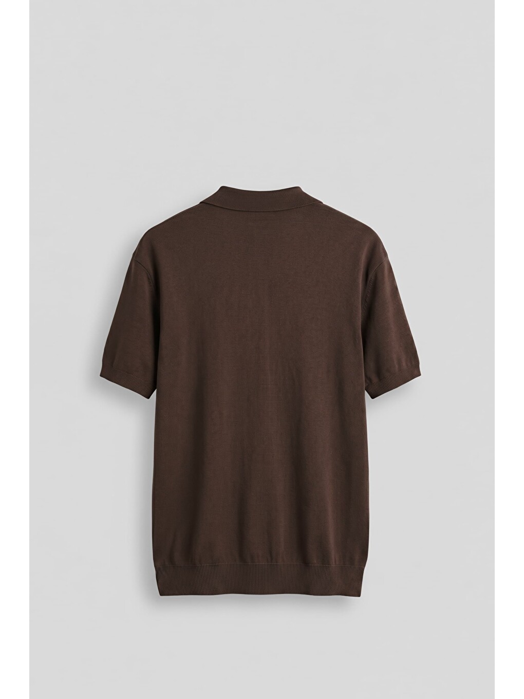 Erkek Regular Fit Örme Kumaş Basic Polo Yaka T-Shirt Kahverengi-1