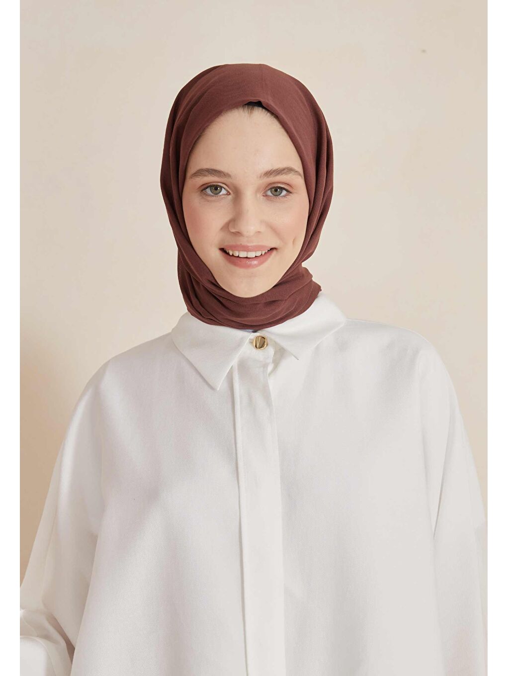 Kahverengi İnce Pamuk Vual Şal Bitter-3