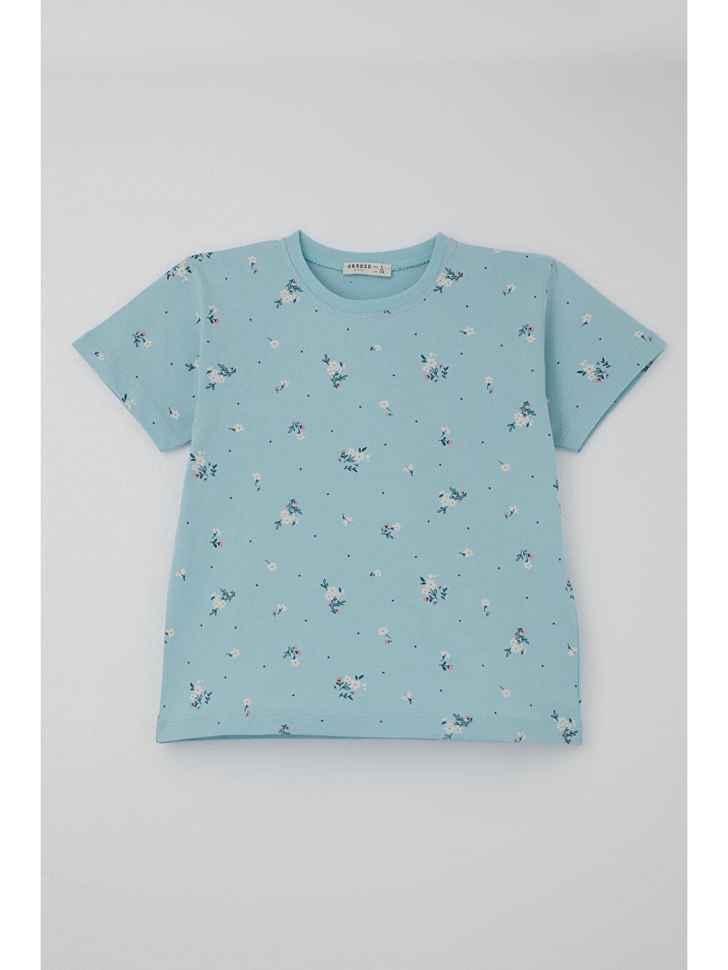 Kız Çocuk Şortlu Pijama Takımı Çiçek Desenli Açık Mavi (4-8 Yaş)-3