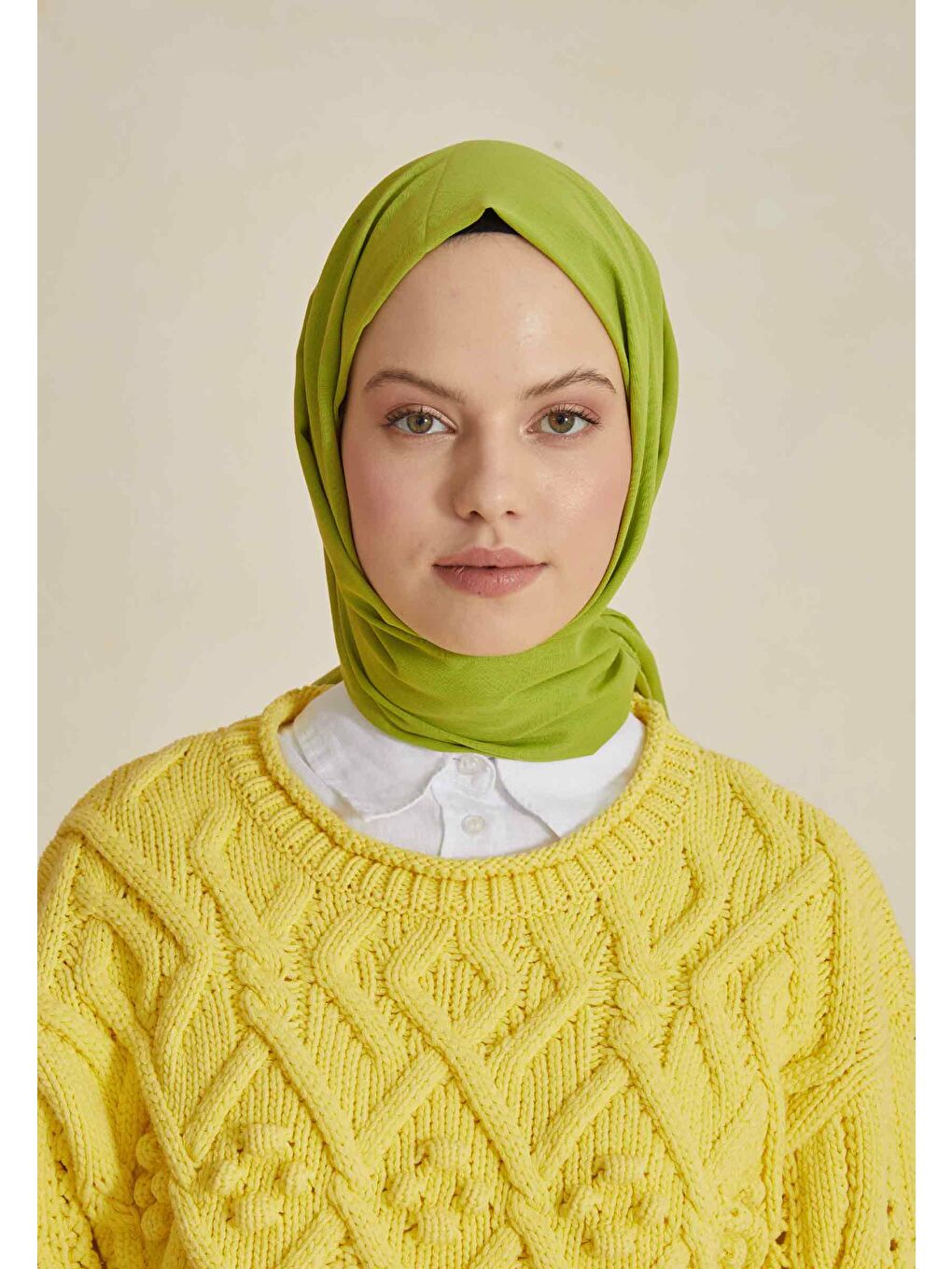 İnce Pamuk Vual Şal Fıstık Yeşili-2